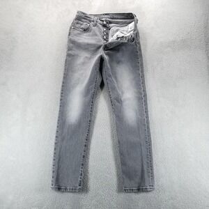 Levis 501 Jeans Womens 28 Gray Straight Button Fly Faded Comfort Stretch